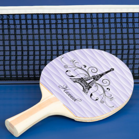 Paarse Eiffel Tower Flourish Ping Pong Paddle Tafeltennisbatje (Insitu)