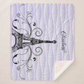 Paarse Eiffel Tower Flourish Sherpa Blanket Deken (Voorkant)