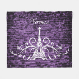 Paarse Eiffel Tower Grunge Fleece Blanket Deken