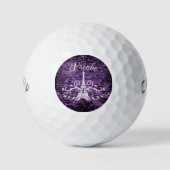 Paarse Eiffel Tower Grunge Golf Balls Golfballen (Voorkant)
