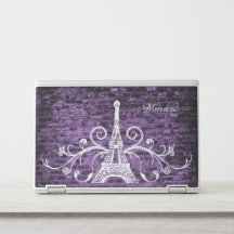 Paarse Eiffel Tower Grunge Laptop Skin