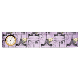 Paarse Eiffel Tower Post Card Stampen Naambordje