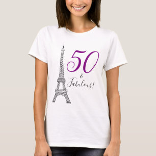 Paarse Eiffeltoren 50 en Fabulous Paris T-shirt