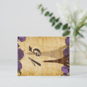 paarse  eiffeltoren briefkaart (Staand voorkant)