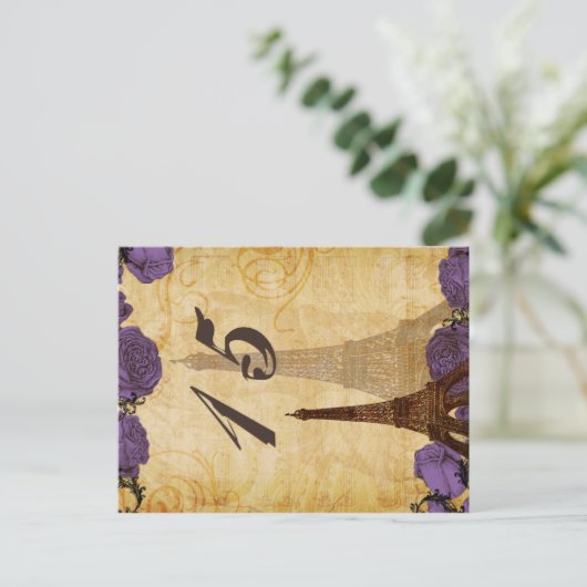 paarse  eiffeltoren briefkaart (Staand voorkant)