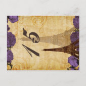 paarse  eiffeltoren briefkaart (Voorkant)