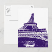 Paarse Eiffeltoren Briefkaart (Voorkant / Achterkant)