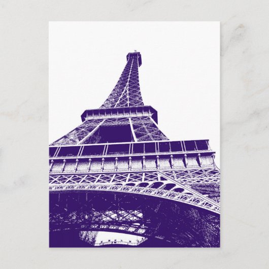 Paarse Eiffeltoren Briefkaart (Voorkant)