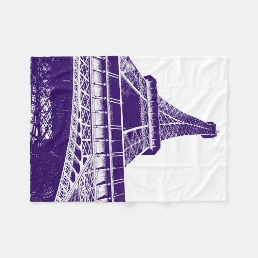 Paarse Eiffeltoren Fleece Deken (Voorkant (Horizontaal))