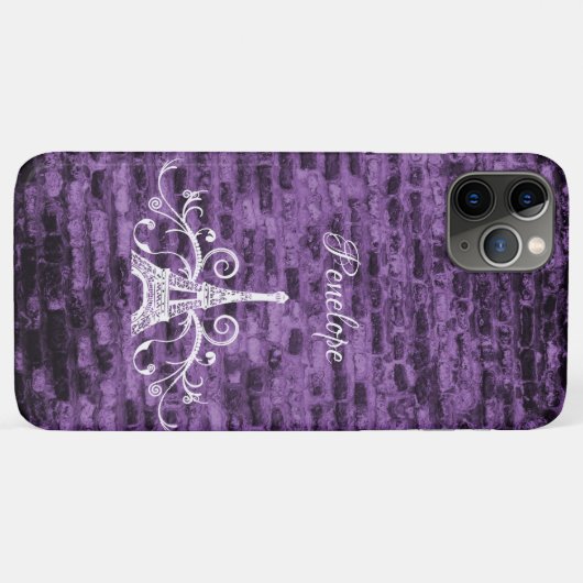Paarse Eiffeltoren Grunge Hoesje-Mate iPhone Case (Achterkant (horizontaal))