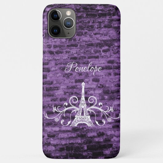 Paarse Eiffeltoren Grunge Hoesje-Mate iPhone Case (Achterkant)