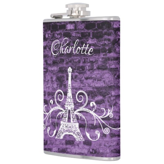 Paarse Eiffeltoren Heupfles (Links)