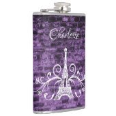 Paarse Eiffeltoren Heupfles (Rechts)