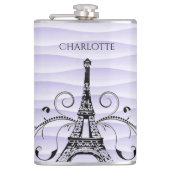 Paarse Eiffeltoren Heupfles (Voorkant)