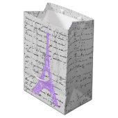 Paarse Eiffeltoren Medium Cadeauzakje (Voorkant Gekanteld)
