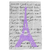 Paarse Eiffeltoren Medium Cadeauzakje (Achterkant)
