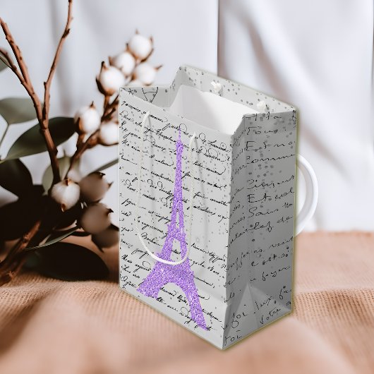 Paarse Eiffeltoren Medium Cadeauzakje