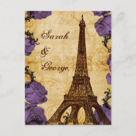 paarse eiffeltoren Paris bruiloft rsvp Uitnodiging Briefkaart
