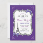 Paarse Eiffeltoren van Paris Birthday Girl Kaart (Voorkant)