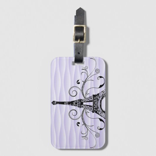 Paarse Eiffeltoren Vlaams Bagagelabel (Voorkant (verticaal))