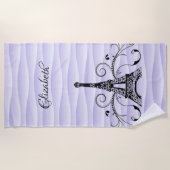 Paarse Eiffeltoren Vlaams strand Strandlaken (Voorkant)