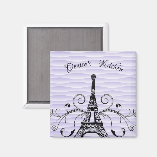 Paarse Eiffeltoren Vlaanderen magneet (Voorkant / Achterkant)