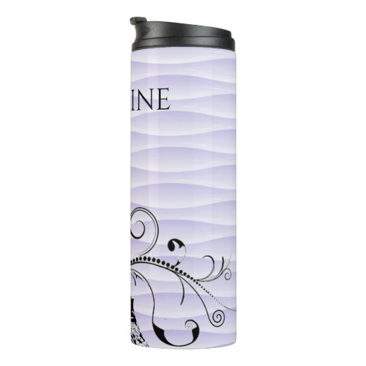 Paarse Eiffeltoren Vlaanderen thermische getumbler Thermosbeker (Geroteerd rechts)