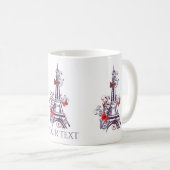 Paarse Eiffeltoren Vlinders mok (Voorkant rechts)