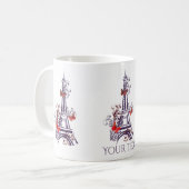 Paarse Eiffeltoren Vlinders mok (Voorkant links)