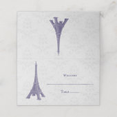 Paarse Eiffeltower - Damask-ontvangstkaart Plaatskaartje (Buitenkant ongevouwen)