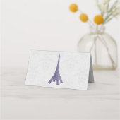 Paarse Eiffeltower - Damask-ontvangstkaart Plaatskaartje (Achterkant)