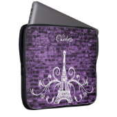 Paarse Eiffeltowerghoes voor laptops Laptop Sleeve (Voorkant Rechts)