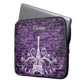 Paarse Eiffeltowerghoes voor laptops Laptop Sleeve (Voorkant Links)