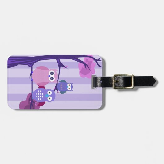 Paarse eigenaar bagagelabel (Voorkant horizontaal)