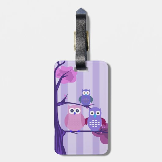 Paarse eigenaar bagagelabel (Achterkant verticaal)