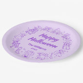 Paarse eigenzinnige hand getekend cowboy Happy Hal Papieren Bordje (Gekanteld)