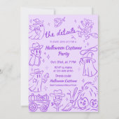 Paarse eigenzinnige hand getrokken cowboy Hallowee Kaart (Achterkant)