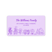 Paarse eigenzinnige hand getrokken Doodles Hallowe Etiket (Voorkant)