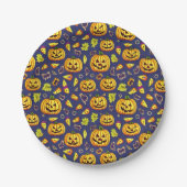 Paarse eikels en pompoen Halloween Papieren Bordje (Voorkant)