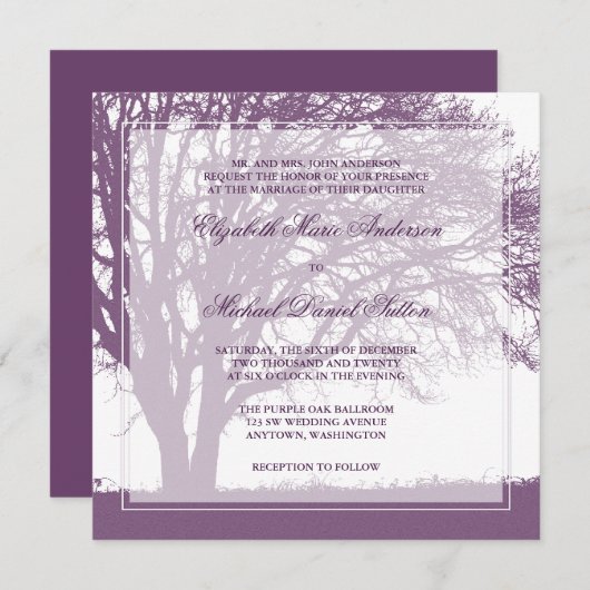 Paarse eikenboom - Dall Weddenschap Kaart (Voorkant / Achterkant)