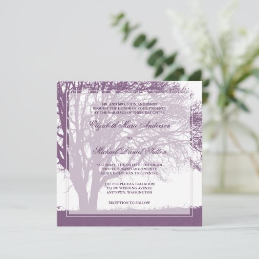 Paarse eikenboom - Dall Weddenschap Kaart (Staand voorkant)