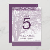 Paarse eikenboom vallen Trouwtafel nummer Briefkaart (Voorkant / Achterkant)