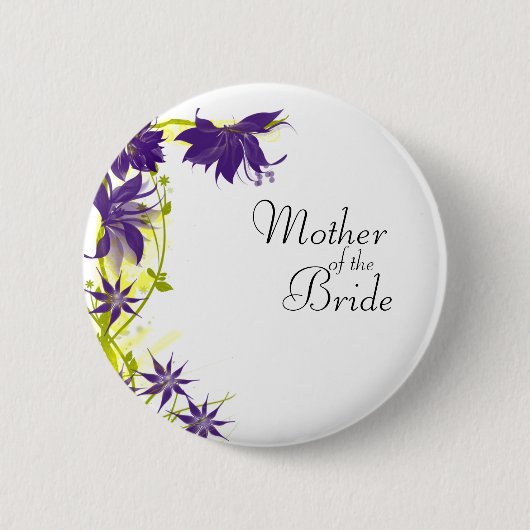 Paarse Eiland Bruiloft Bloemen Moeder van de Bruid Ronde Button 5,7 Cm (Voorkant)
