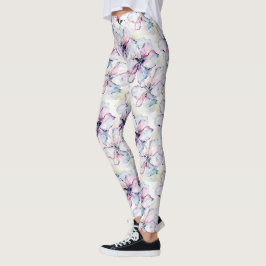 Paarse Eilandbloemen Leggings