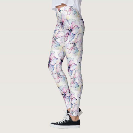 Paarse Eilandbloemen Leggings (Links)