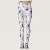 Paarse Eilandbloemen Leggings (Voorkant)
