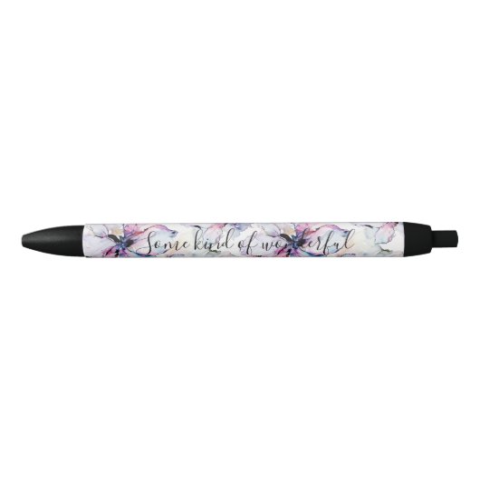 Paarse Eilandbloemen Zwarte Inkt Pen (Voorkant)