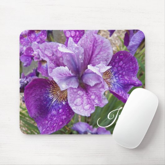 Paarse eindeloze Iris Floral Muismat (Met muis)