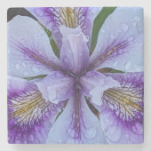 Paarse eindeloze Iris Floral Stenen Onderzetter (Voorkant)