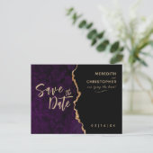 Paarse Elegance Agate Wedding Save the Date Aankondigingskaart (Staand voorkant)
